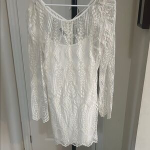 Ecote Ivory Patterned Long Sleeve Dress